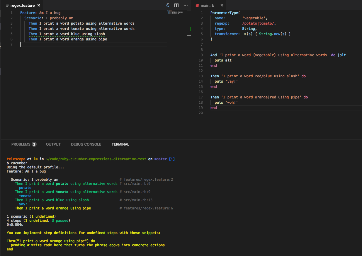 Cucumber expressions alternative text incorrect parsing · Issue #190 ...