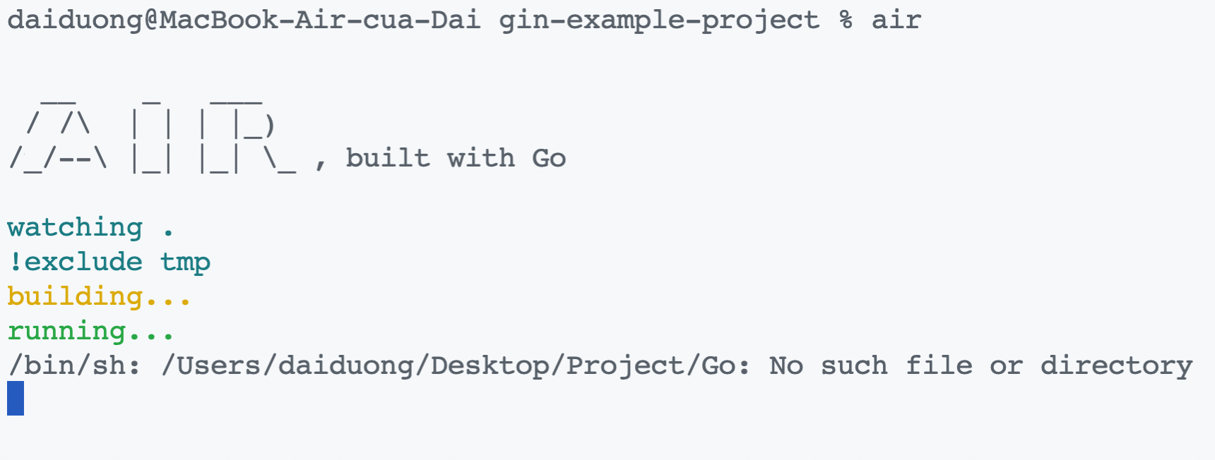/bin/sh No such file or directory · Issue 262 · cosmtrek/air · GitHub