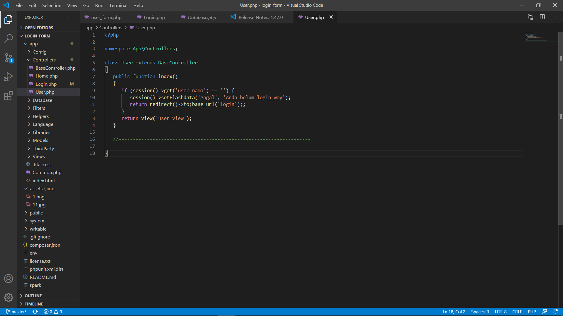 user php