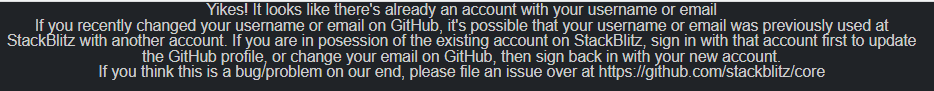 Cannot login after changing GitHub username · Issue #1755 · stackblitz ...