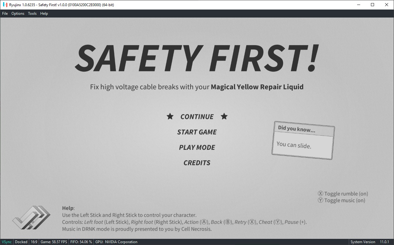 Safety First! 0100A5200C2E0000 · Issue 395 · Ryujinx/RyujinxGamesList · GitHub