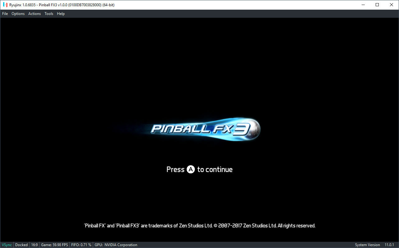 Pinball FX3 0100DB7003828000 · Issue 298 · Ryujinx/RyujinxGames