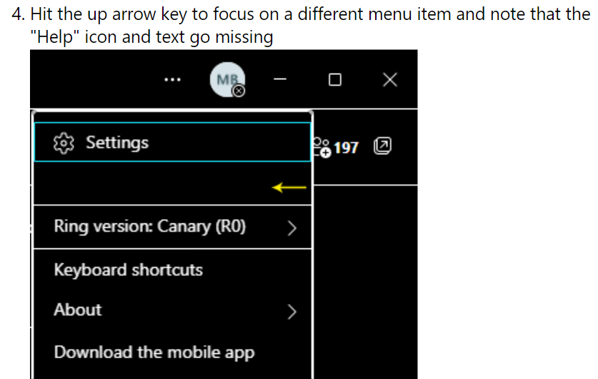 More options menu: Menu items become invisible on keyboard focus in ...
