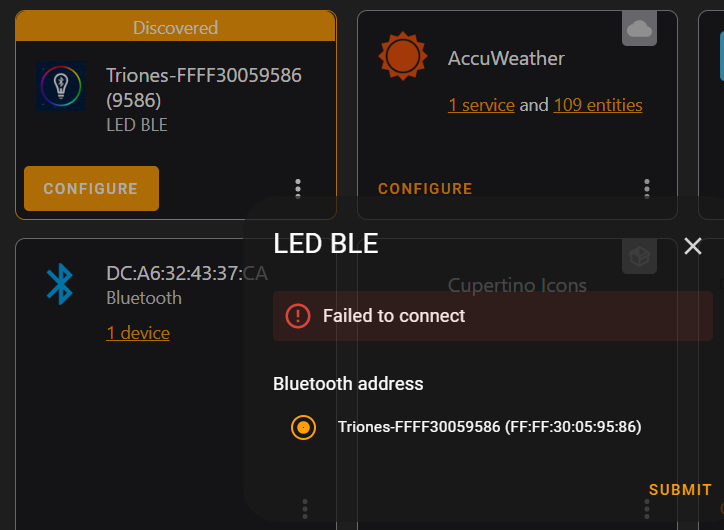 Problem connecting LED BLE Device led_ble.exceptions