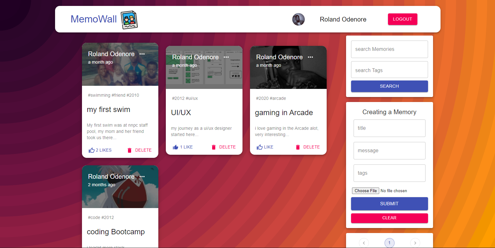 GitHub - Roland-Odez/memoWall: memoWall is a MERN stack app where you ...
