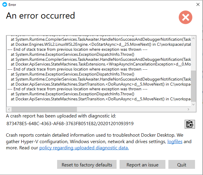 An error occurred appears when started Docker Desktop service · Issue ...