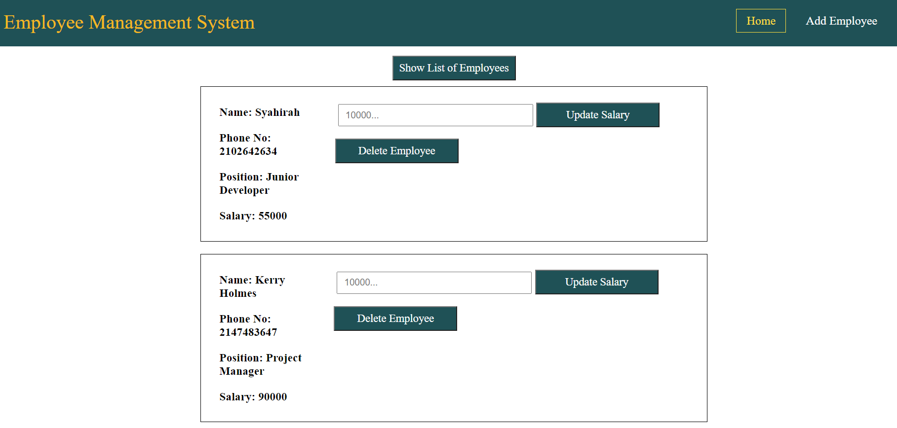 GitHub - syahirahlee/Employee_Mgmt_System: A simple CRUD app to manage ...