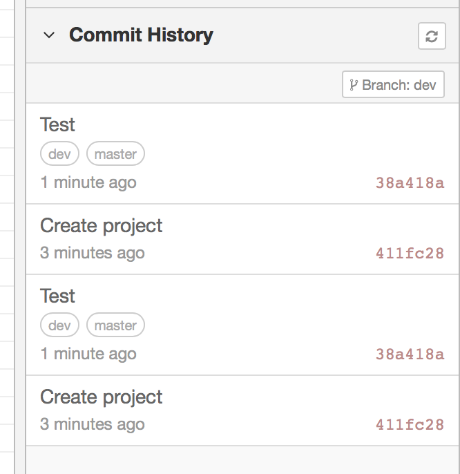 Project commits show twice in list when changing branch · Issue #1597 ...