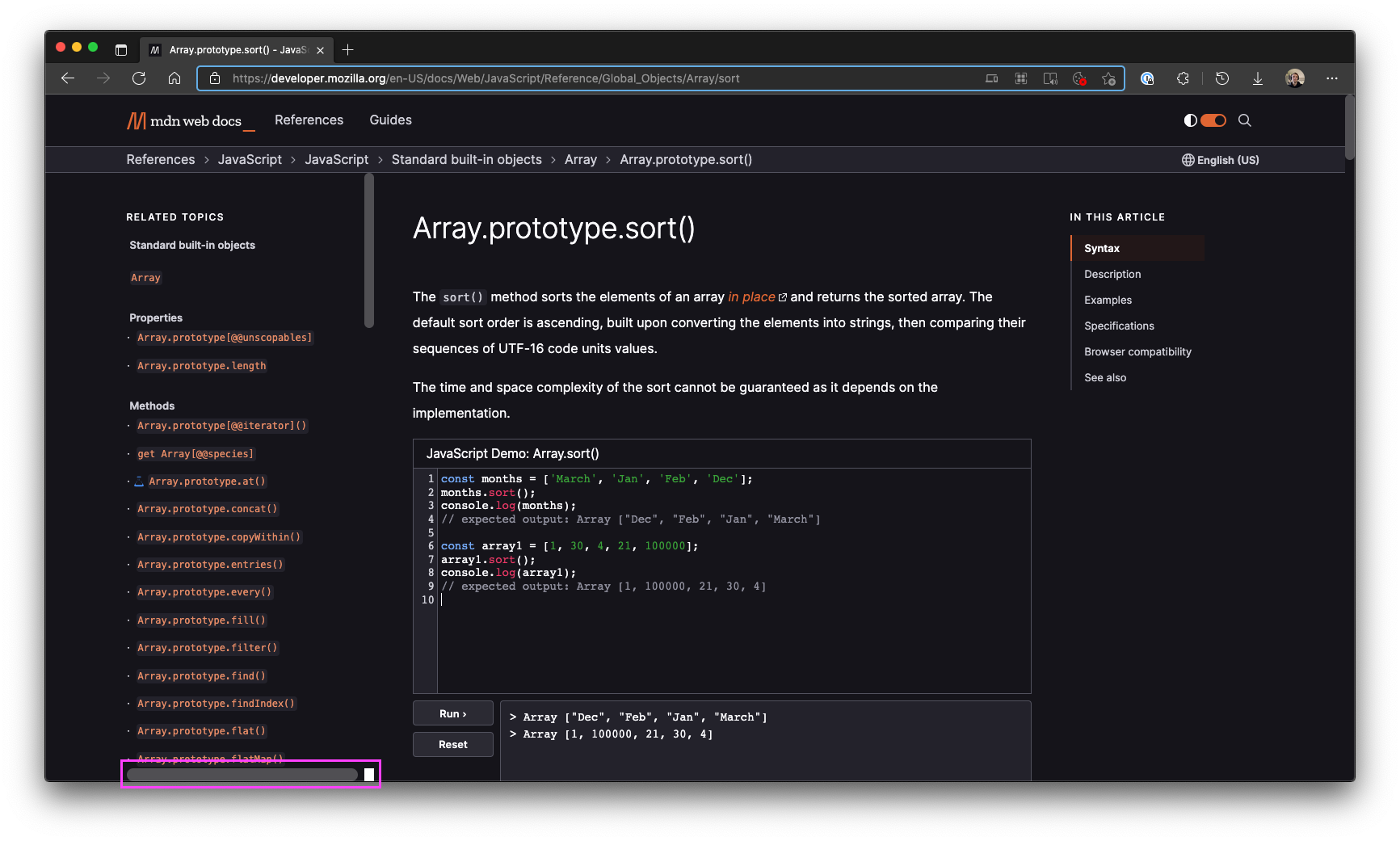 Bug: Left menu on js docs pages has unnecessary horizontal scroll ...