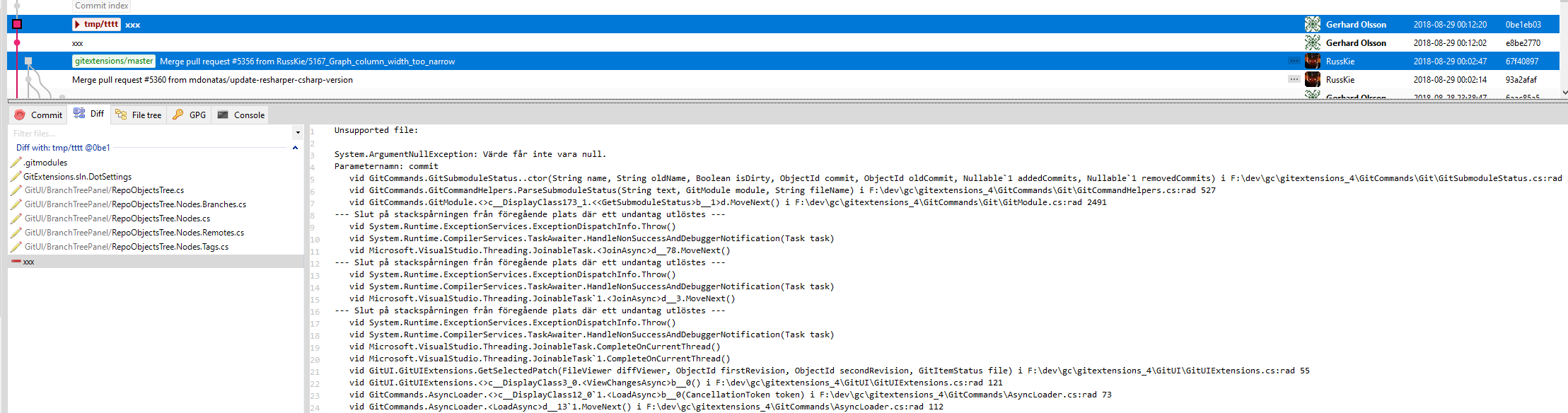 Exception for removed submodule in text view · Issue #5366 ...