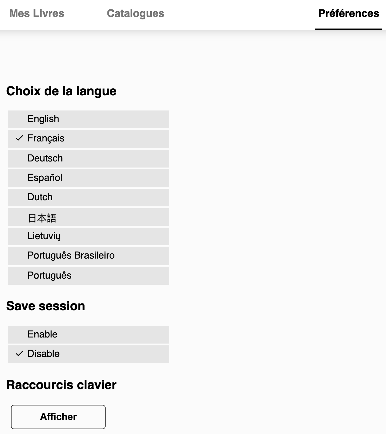 settings, language switch, "save session" UI does not refresh ...