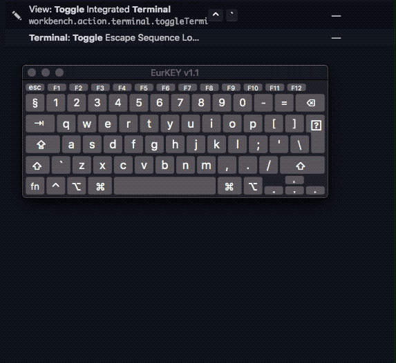 "Toggle Terminal" Keyboard Shortcut not working Code Exploration