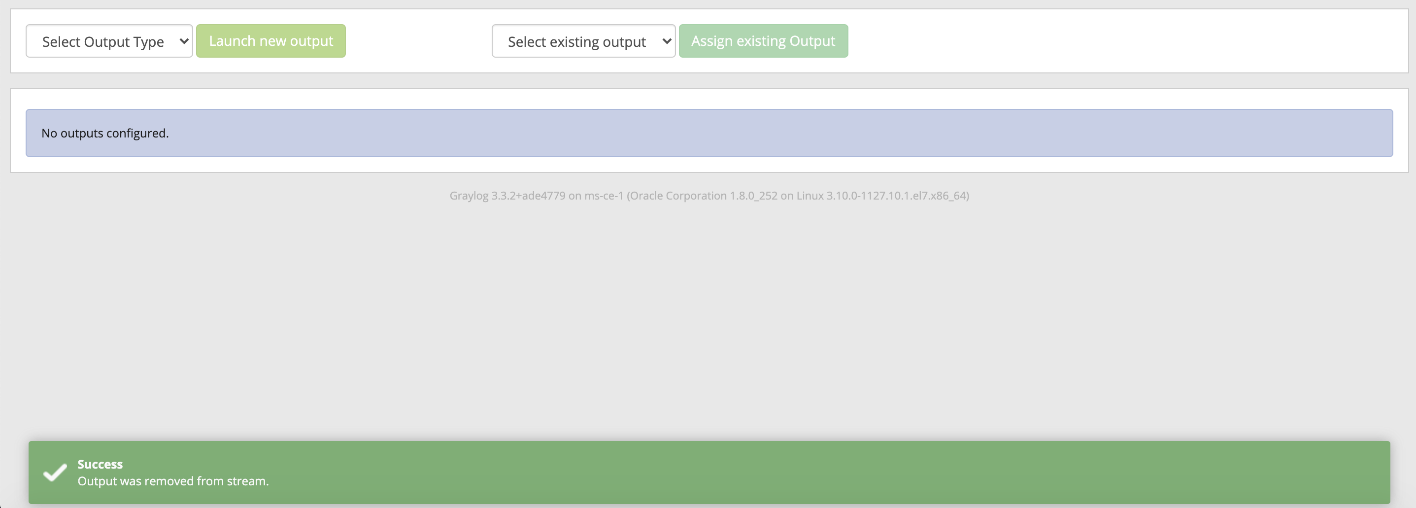Delete from Stream in Output cluster(System/Outputs) showing 404 error