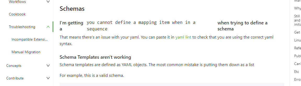 Schemas strange formatting