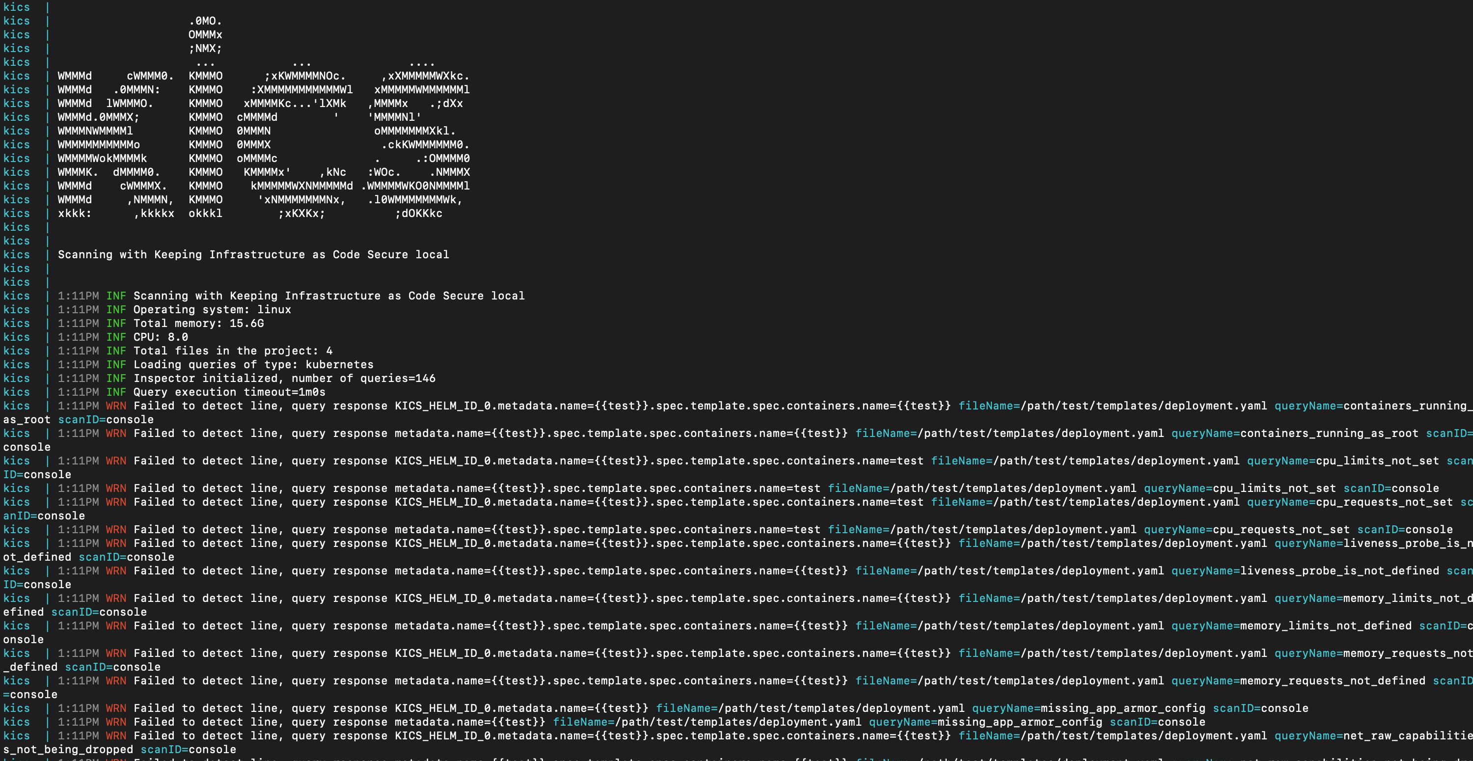 Incorrect line numbers and missing line content when scanning Helm