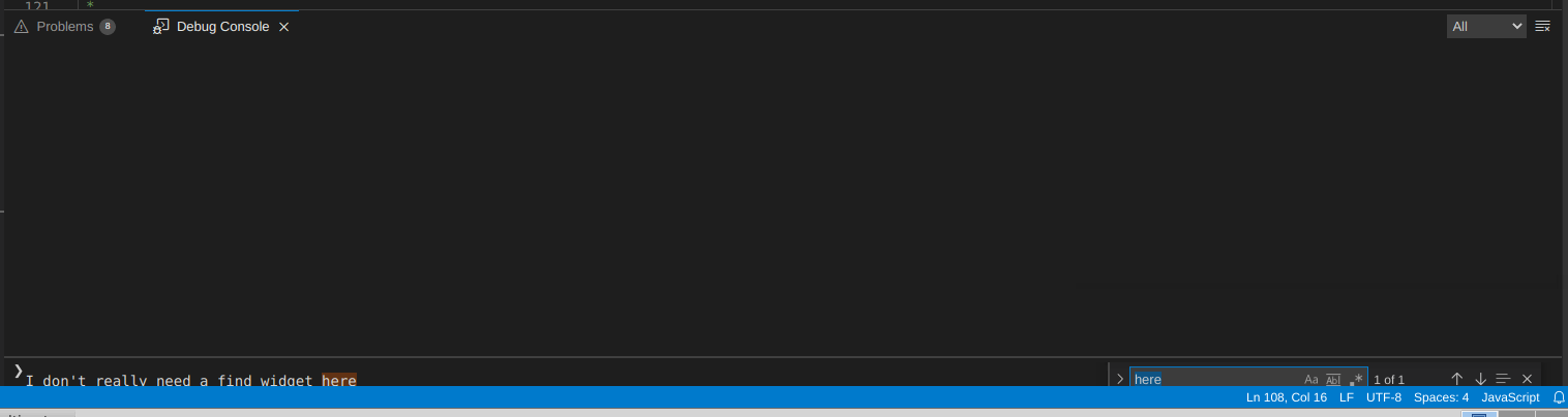 Debug console input includes find widget · Issue #10115 · eclipse-theia ...