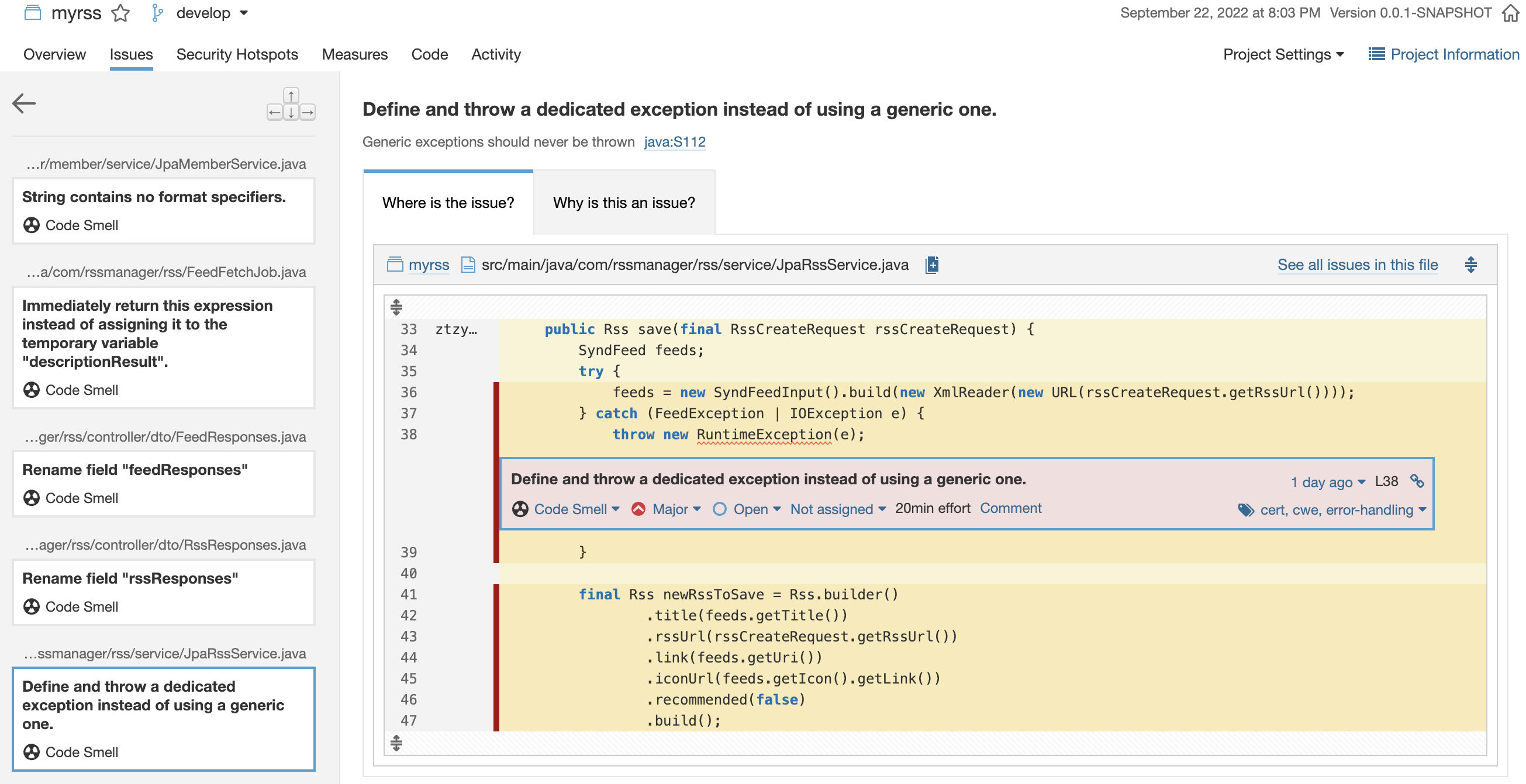 SonarQube Code Smell