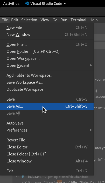 Ctrl+Shift+S is usually the accelerator for Save All, not Save As ...