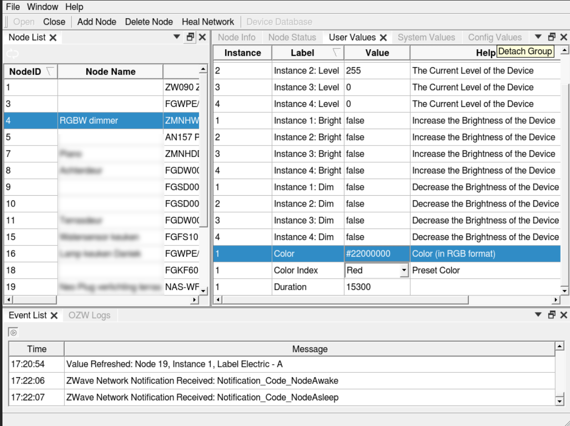 OZW beta Qubino ZMNHWD1 RGBW dimmer not properly working · Issue 43046