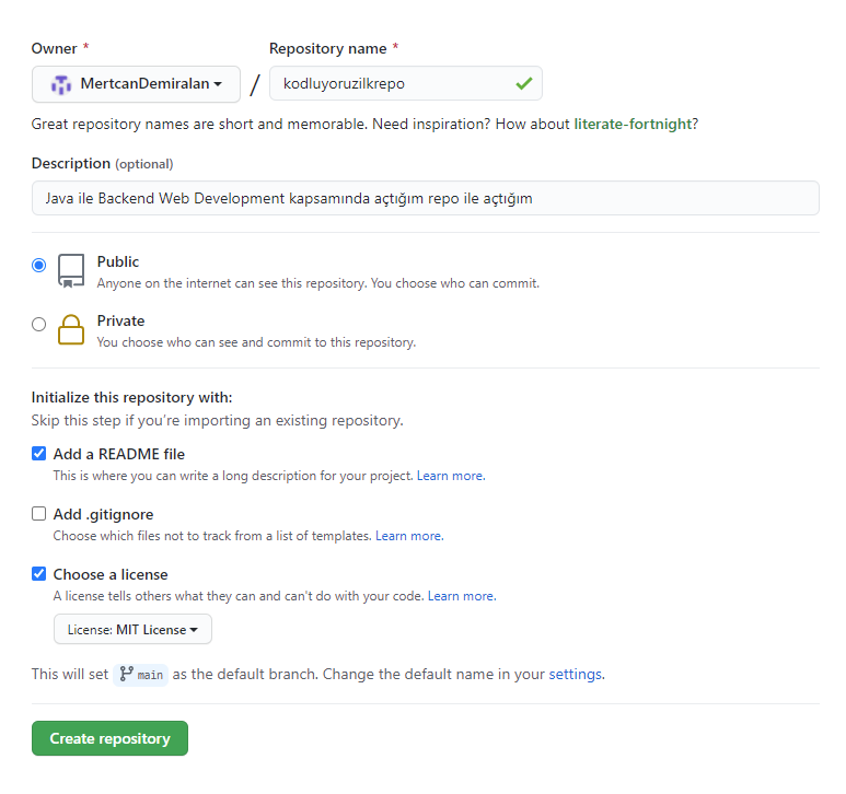 GitHub - MertcanDemiralan/kodluyoruzilkrepo: Java ile Backend Web ...