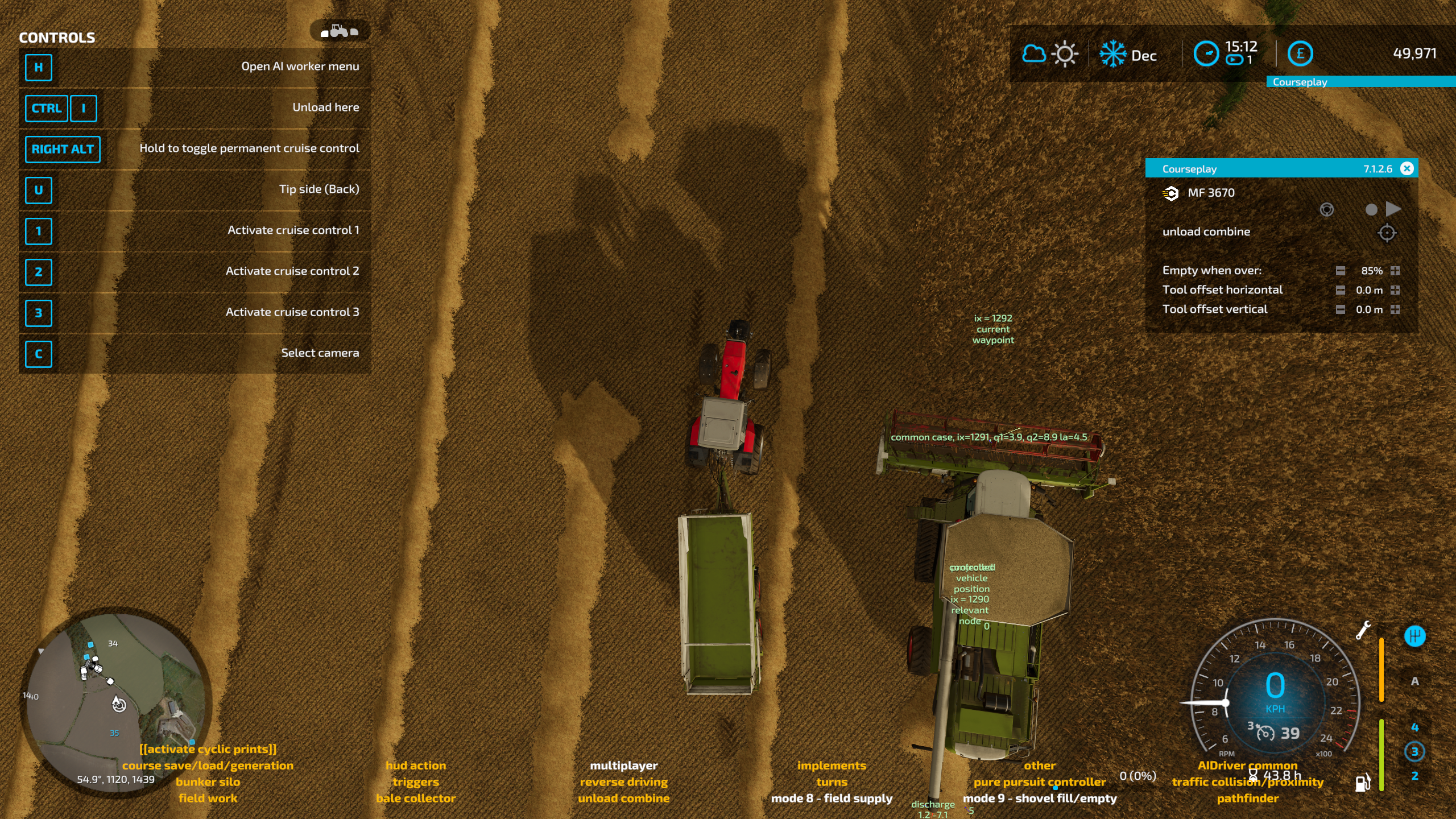 [BUG_SP] Courseplay harvester closes pipe when tractor passes discharge ...