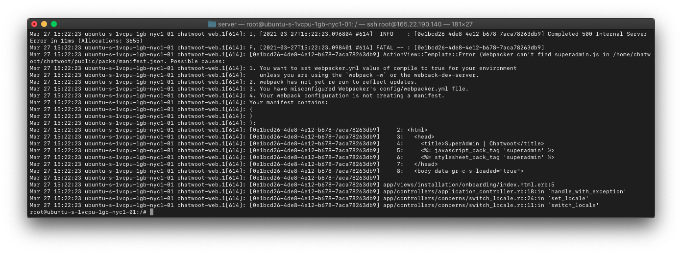 Installation failure · Issue #2007 · chatwoot/chatwoot · GitHub