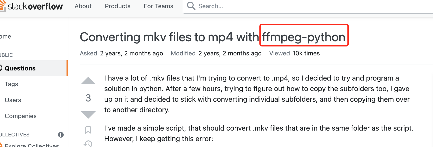 how to convert mkv to mp4 in python