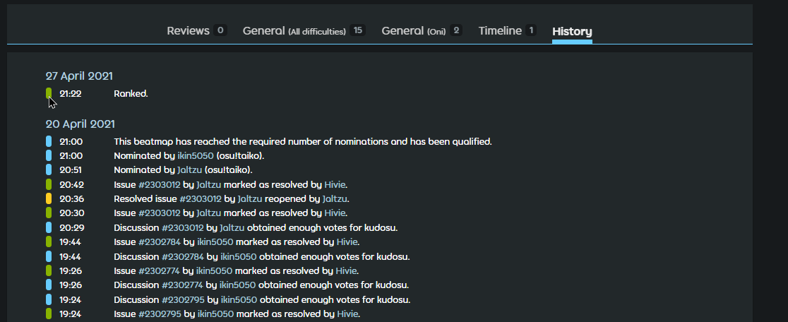 Recent events page is missing color indicators · Issue #7605 · ppy/osu ...