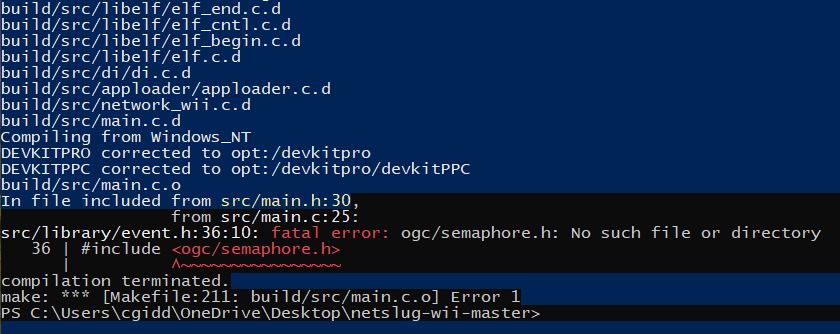 ogc/semaphore.h missing · Issue #13 · MrBean35000vr/netslug-wii · GitHub