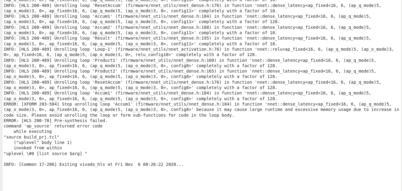 Pre-synthesis fails on hls4ml 0.4.0 · Issue #236 · fastmachinelearning ...