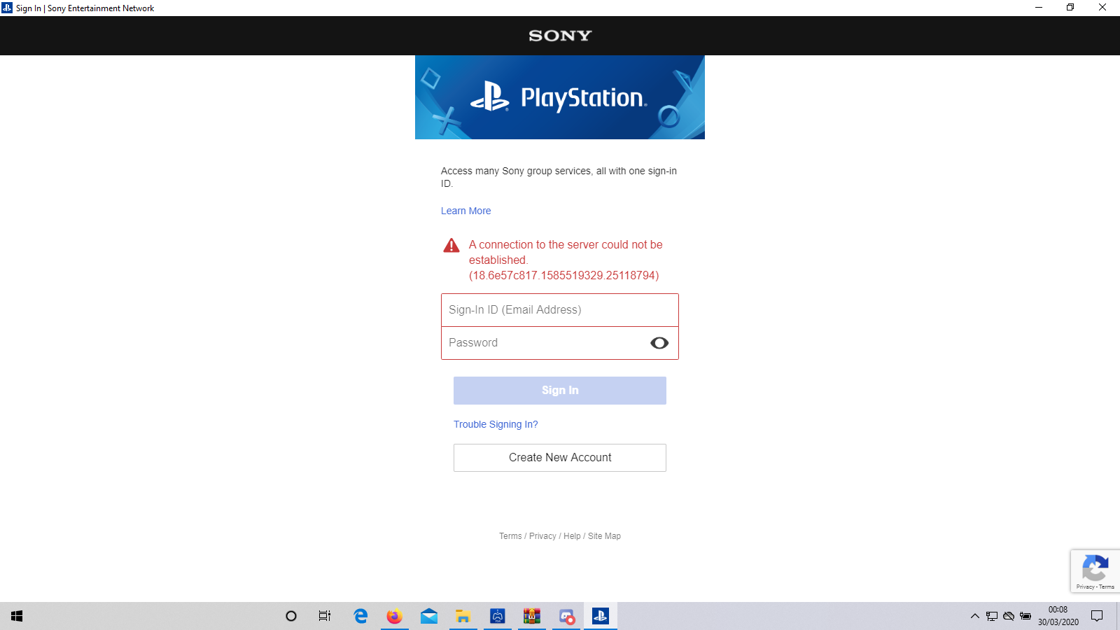 PSN Login does not work for me - A connection to the server could