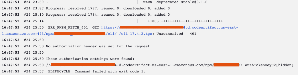 Pnpm install not working using AWS CodeArtifact in docker container ...