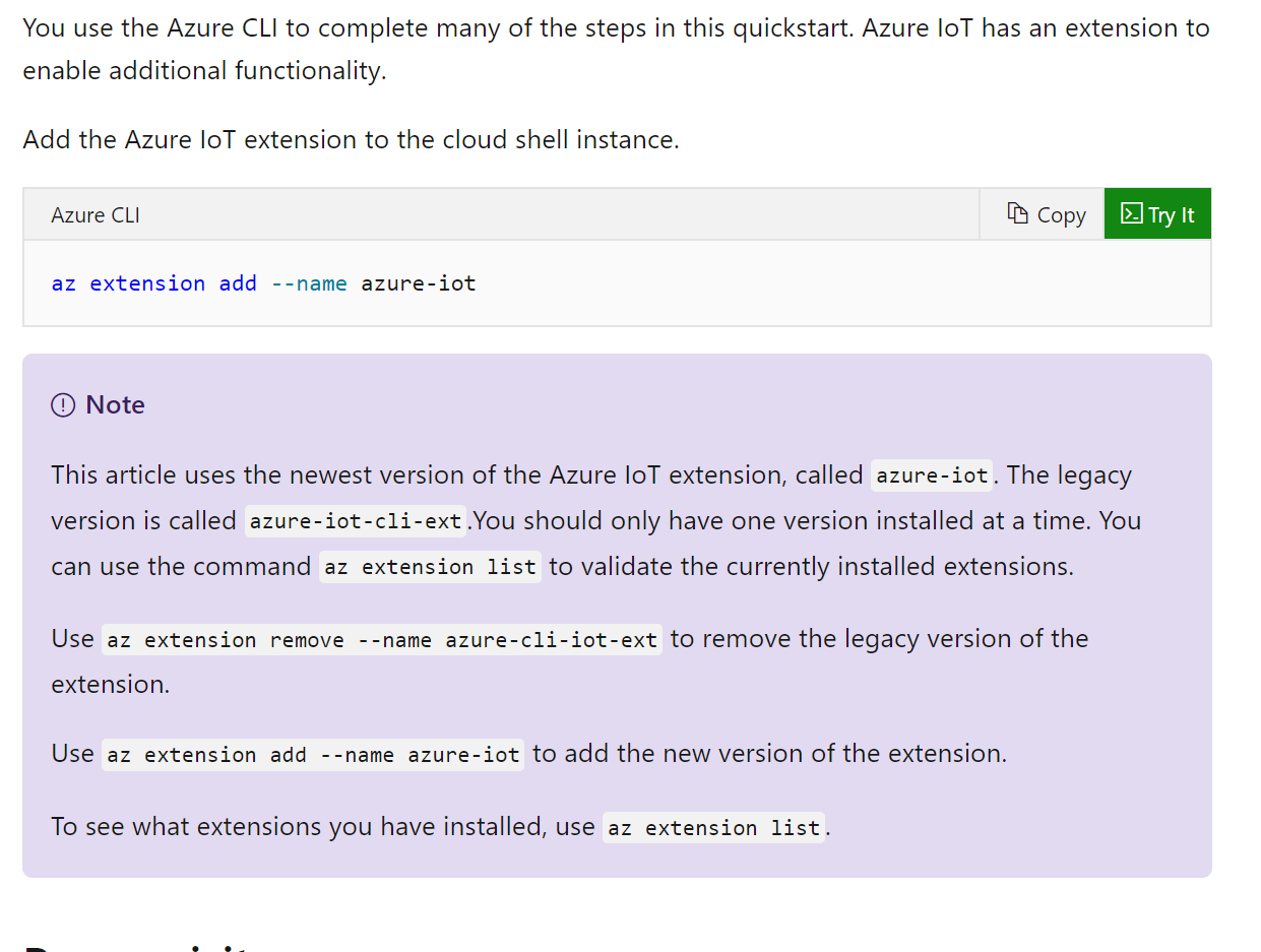 Missing step for azure CLI iot extension · Issue 58200 · MicrosoftDocs