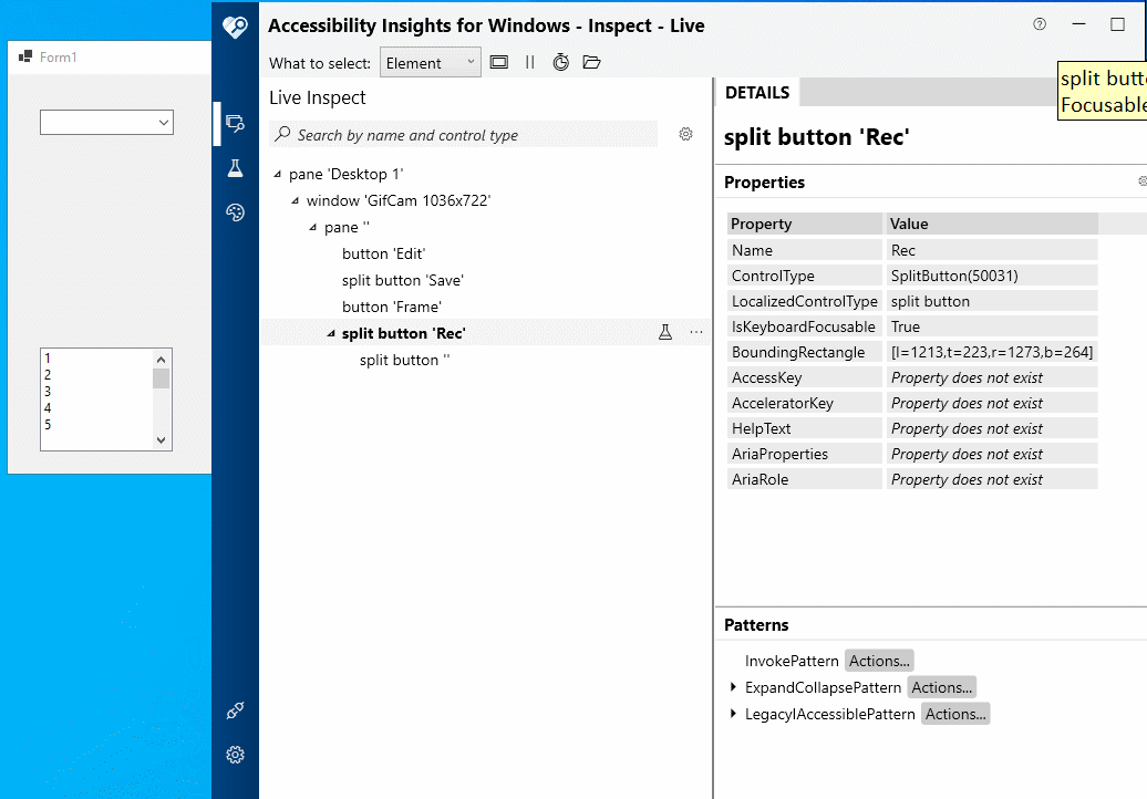AccessibilityInsights Misplaced bounding rectangle for ComboBox items