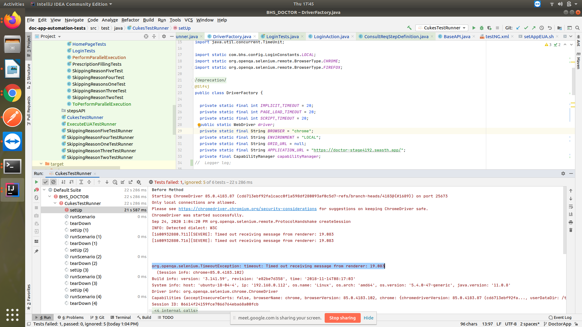 Getting issue org.openqa.selenium.TimeoutException: timeout: Timed out ...