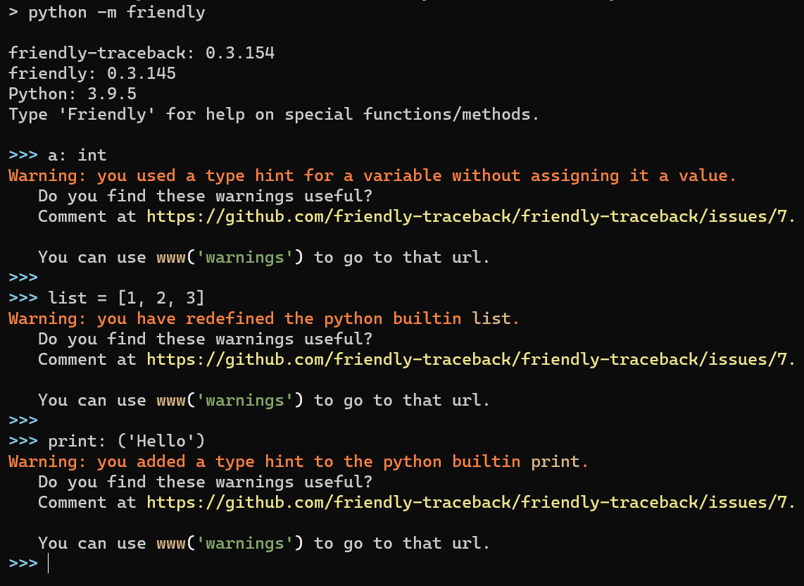 About warnings · Issue #7 · friendly-traceback/friendly-traceback · GitHub