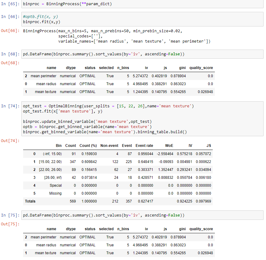 Summary() Results Do Not Update After Using 'update_binned_variable
