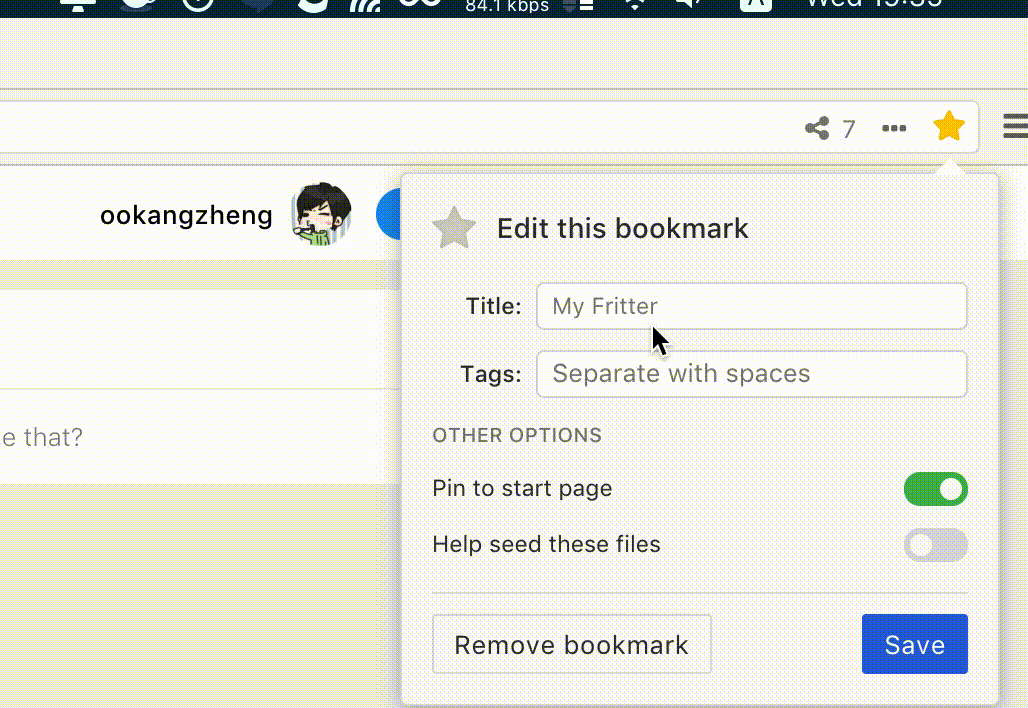 Bookmark bar "star" icon keep flashing · Issue 1134 · beakerbrowser