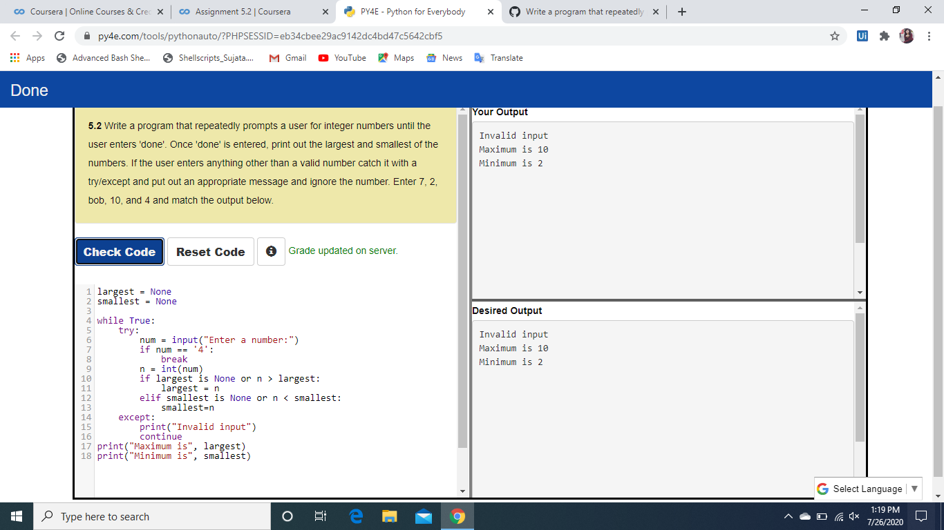 Write a program that repeatedly prompts a user for integer numbers ...