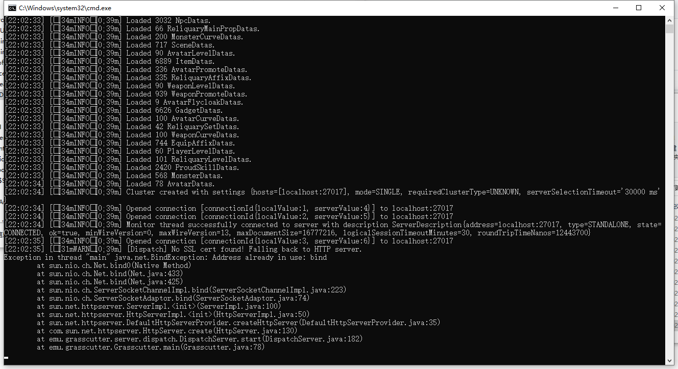 Exception in monitor thread while connecting to server localhost:27017 ...
