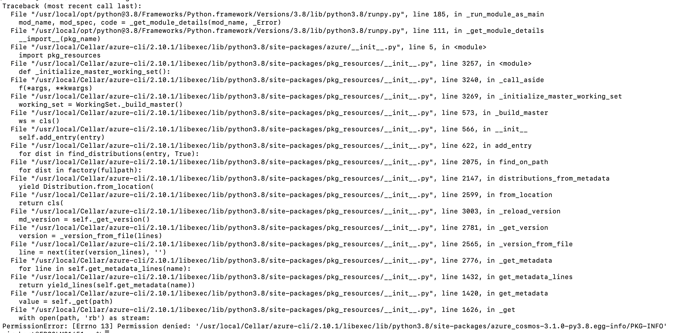 Permission Denied on PKG-INFO file of azure_cosmos package · Issue ...