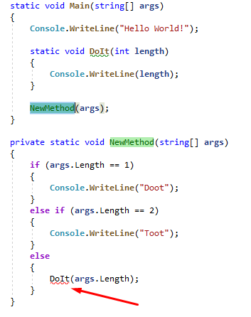 Extract method should extract into local function · Issue #18239 ...
