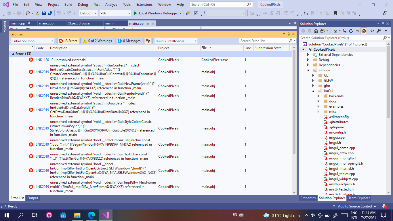 12 Errors in Visual Studio on Running · Issue #4372 · ocornut/imgui ...