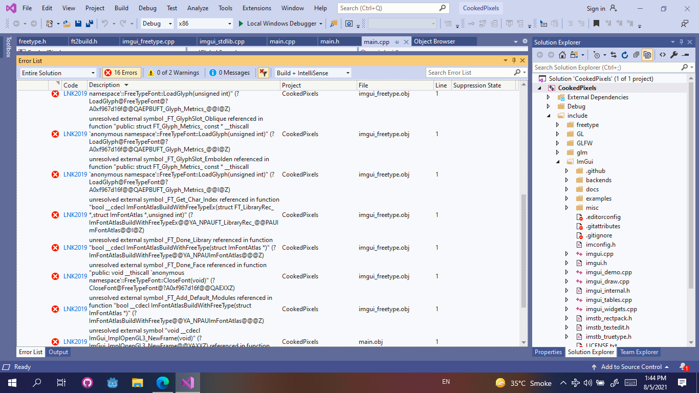 16 more errors in Visual Studio · Issue #4398 · ocornut/imgui · GitHub