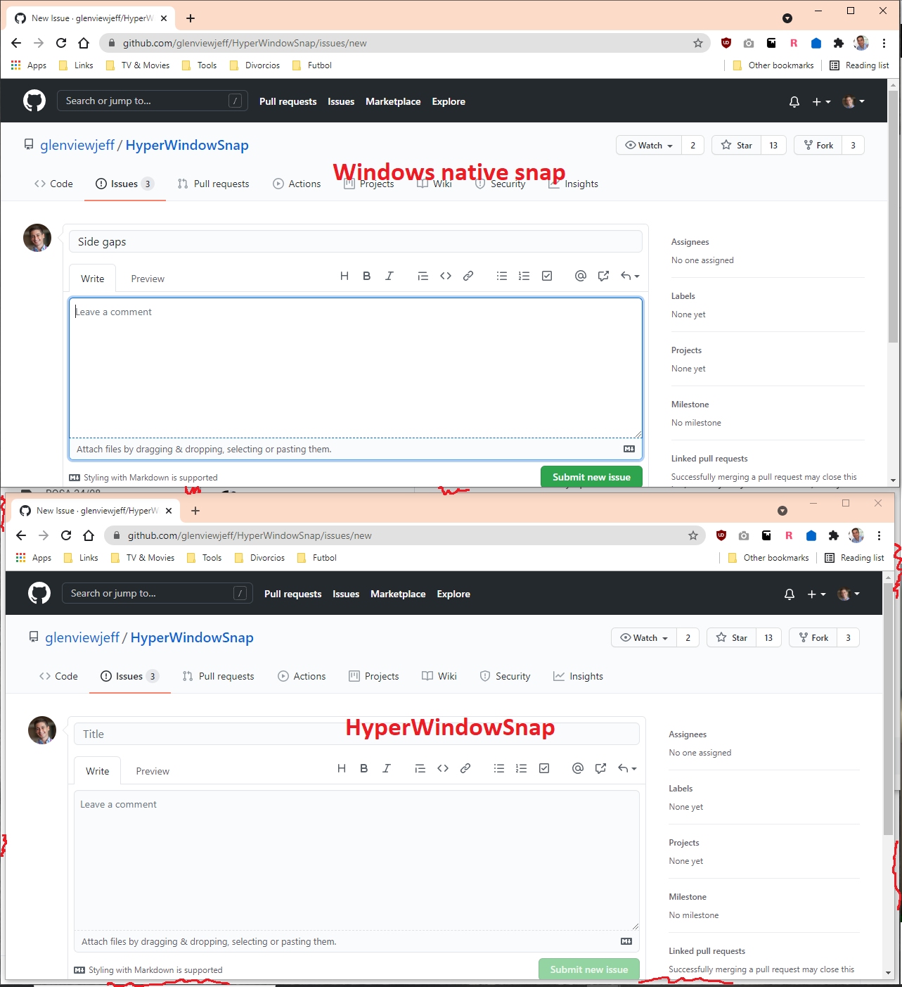 Windows Visual Snap Example Fail Air gaps around snapped window · Issue #11 · glenviewjeff ...