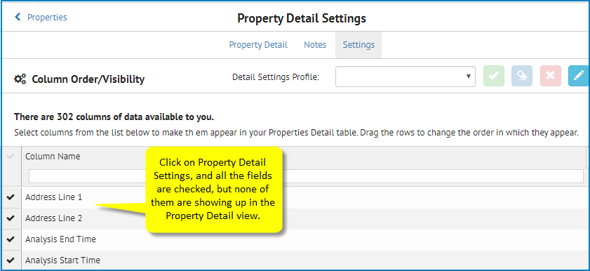 Fields are not being displayed in the Detail view for either Property ...