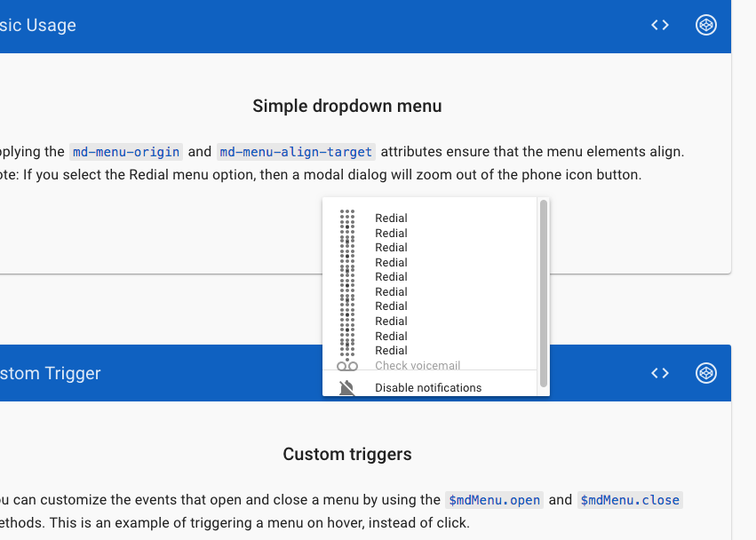 menu dense styling issue when scrollable · Issue 11278 · angular