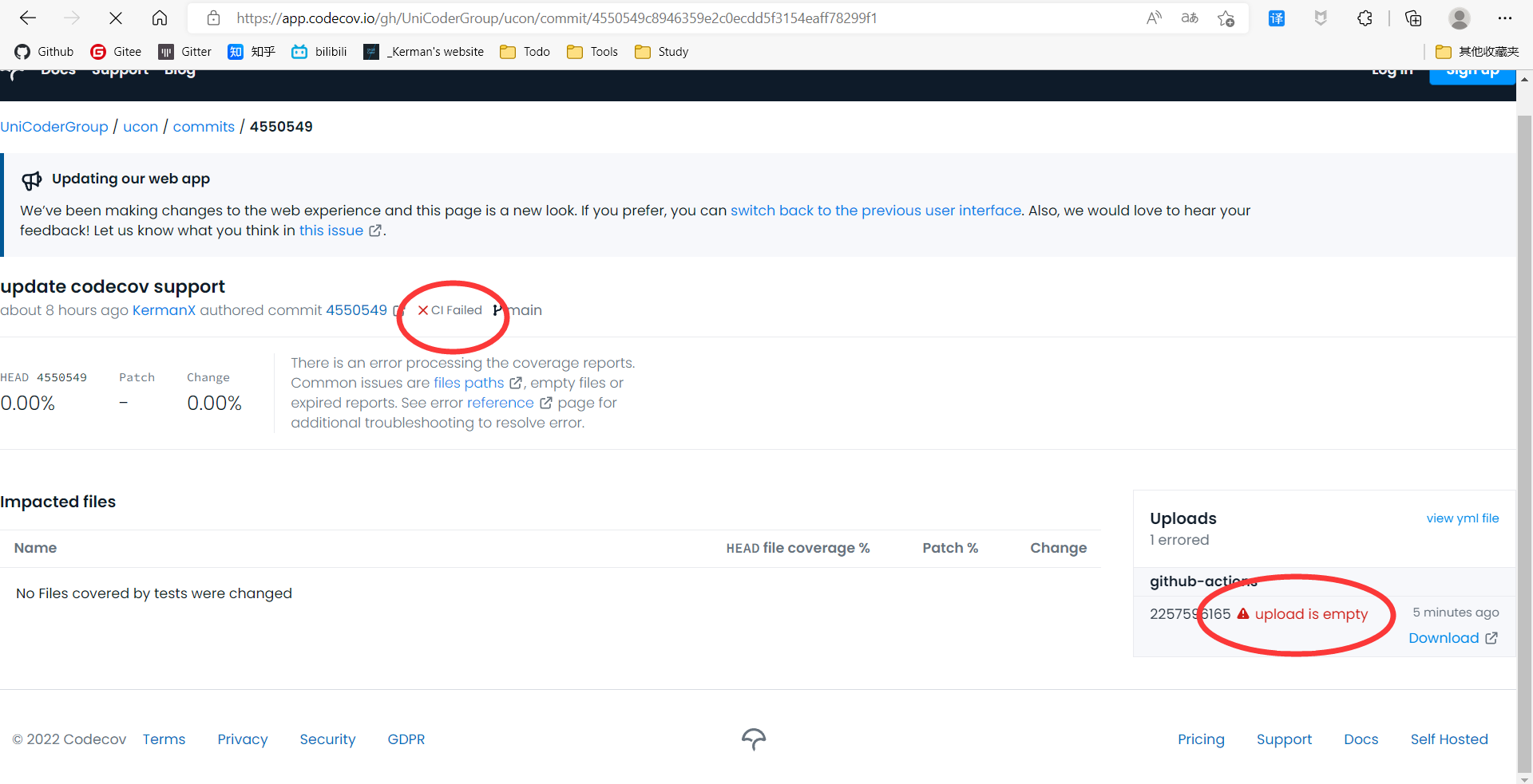 "upload is empty", but actually not · Issue #22 · codecov/feedback · GitHub