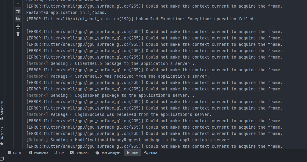 Updating gpu driver while flutter app is being launch causes could not