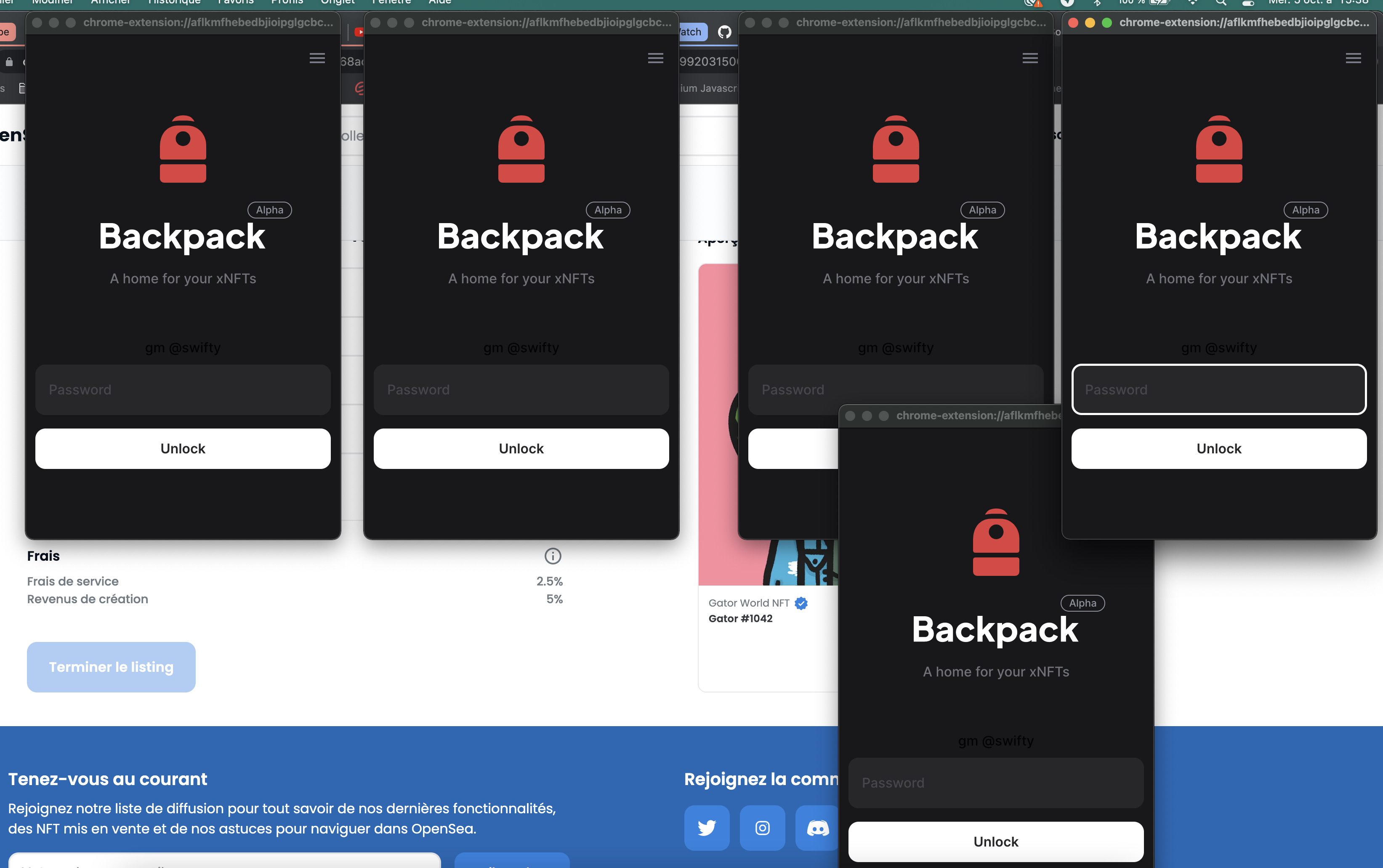 Multiple(Five) Backpack windows opening on OpenSea refresh. · Issue